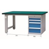 重型工作臺帶四抽底柜(40mm復合臺面)，E-XBG1575(G)
